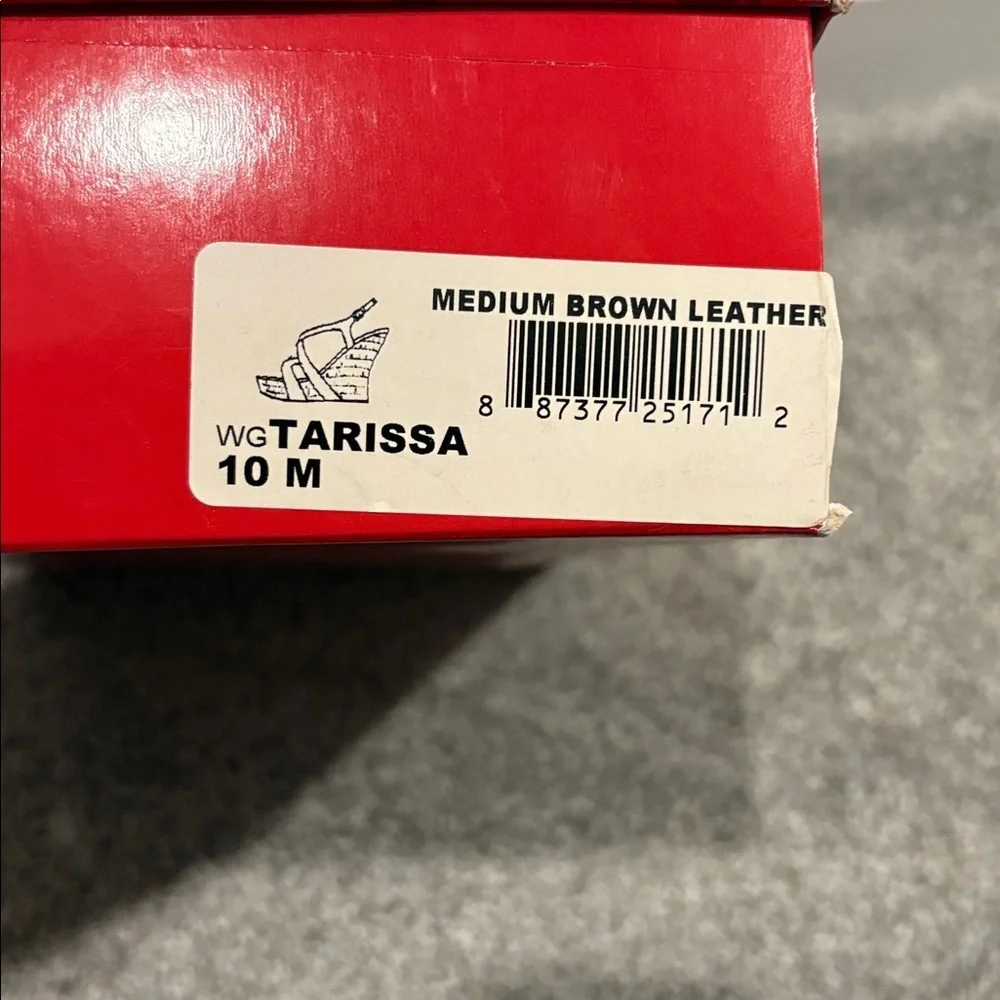 Guess Tan Leather Wedge Sandals